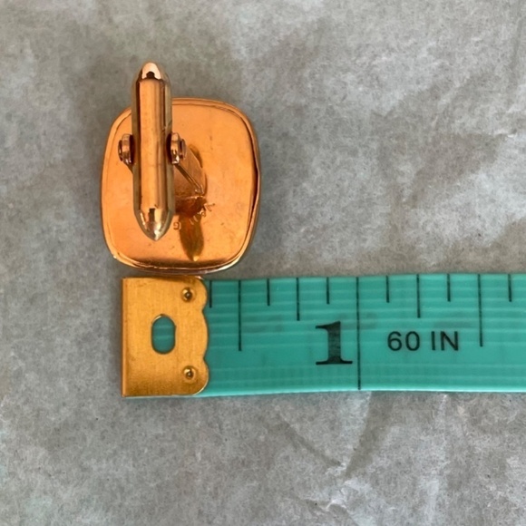 VTG Van Guard Cuff Links Rose Gold Coloring with a Garnet Colored Stone - Picture 7 of 8